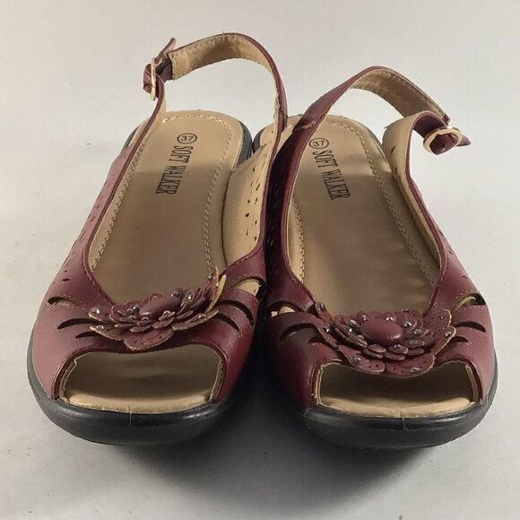 Soft walker womens open toe lightweight buckle sandals red size EU 37 US 6.5 - Picture 2 of 8